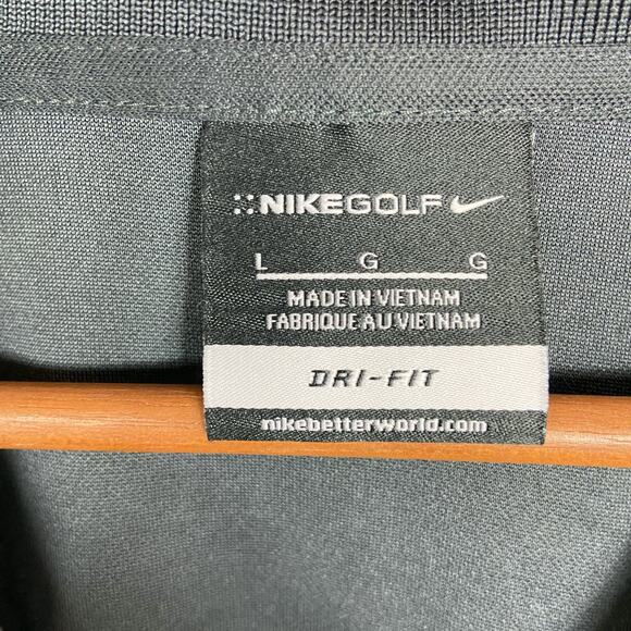 Nike Golf Dri-Fit Polo Size L Dark Gray Short Sleeve Performance Shirt Snow Logo - Picture 3 of 8